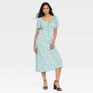 NWT Sz M A New Day Women's Midi Sundress Blue Floral